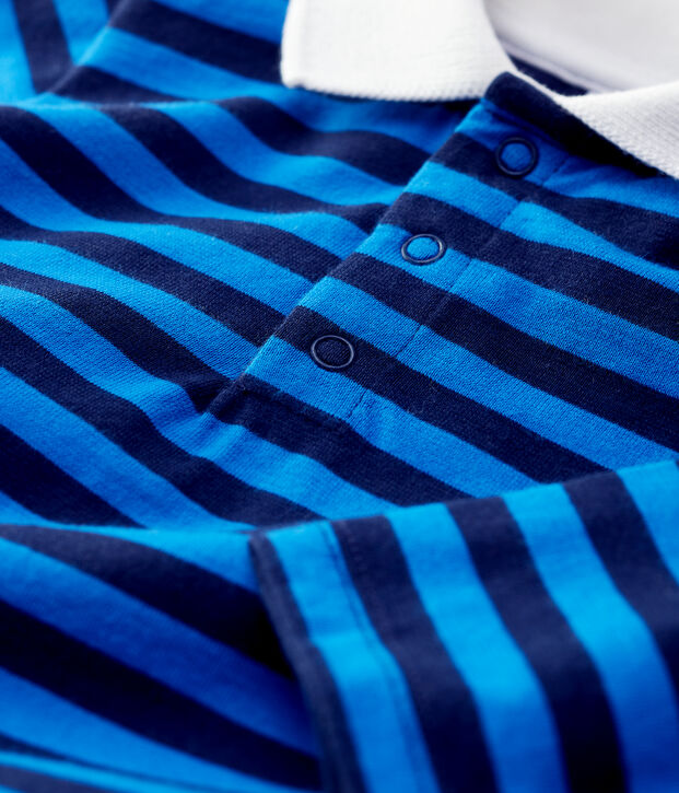 Baby-Poloshirt aus Baumwolle. blau/blau